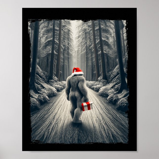 Poster Papais noeis Bigfoot Sasquatch de Natal (Frente)