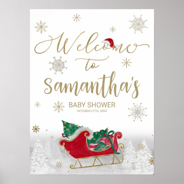 Poster Papais noeis Chá de fraldas de Natal (Frente)