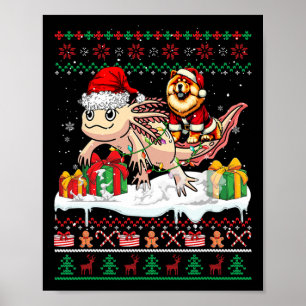 Poster Papais noeis Chow Chow Riding Axolotl Christmas Sw