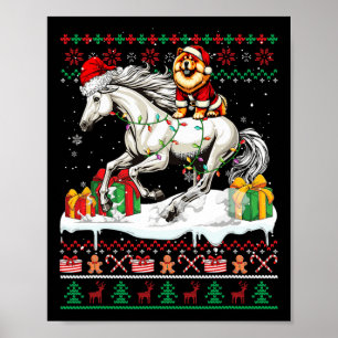 Poster Papais noeis Chow Chow Riding Horse Christmas Swea