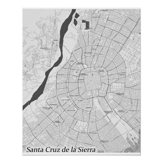 Póster Papais noeis Cruz de la Sierra, poster de mapa (Frente)