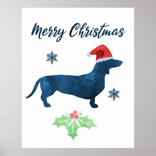 Poster Papais noeis Dachshund - Doxie de Natal (Frente)