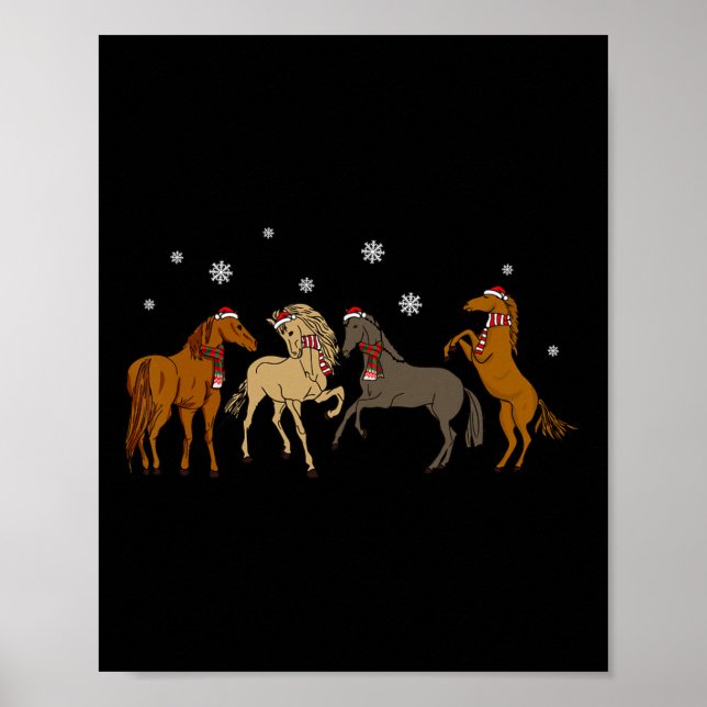 Poster Papais noeis de Árvore de Natal de Cavalo (Frente)