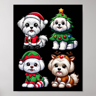 Poster Papais noeis De Árvores De Natal Malteses Elf Cão