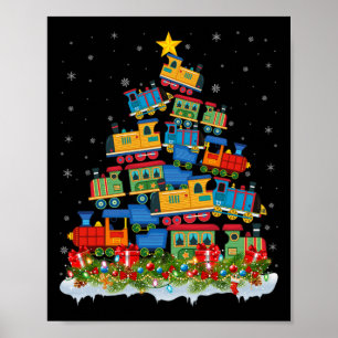 Poster Papais noeis de Árvores do Natal do comboio