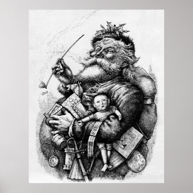 Póster Papais noeis de brinquedos preto e branco (Frente)