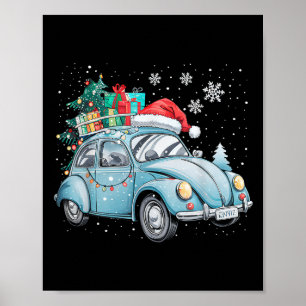 Poster Papais noeis De Carro Luz De Natal Conduzindo Xmas