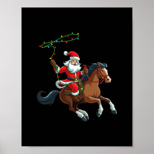Poster papais noeis de cowboy montando um natal de cavalo