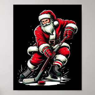 Poster Papais noeis De Esporte De Natal Jogam Hóquei No G