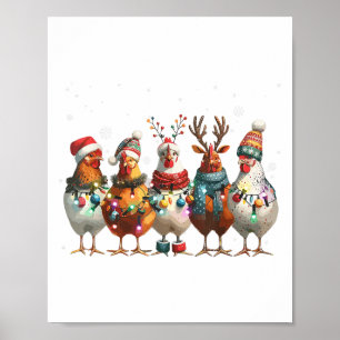 Poster Papais noeis De Frango À Lua De Natal Engraçado Ár