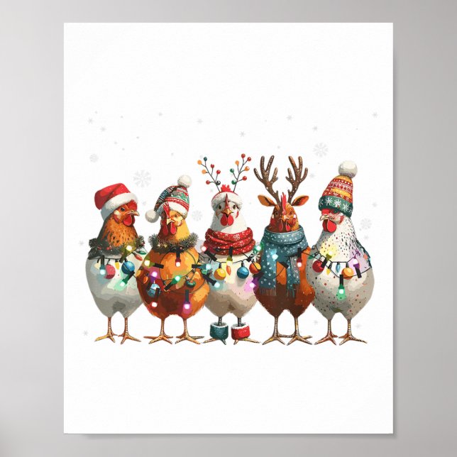 Poster Papais noeis De Frango À Lua De Natal Engraçado Ár (Frente)