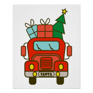 Póster Papais noeis de frente de caminhão Feliz Natal