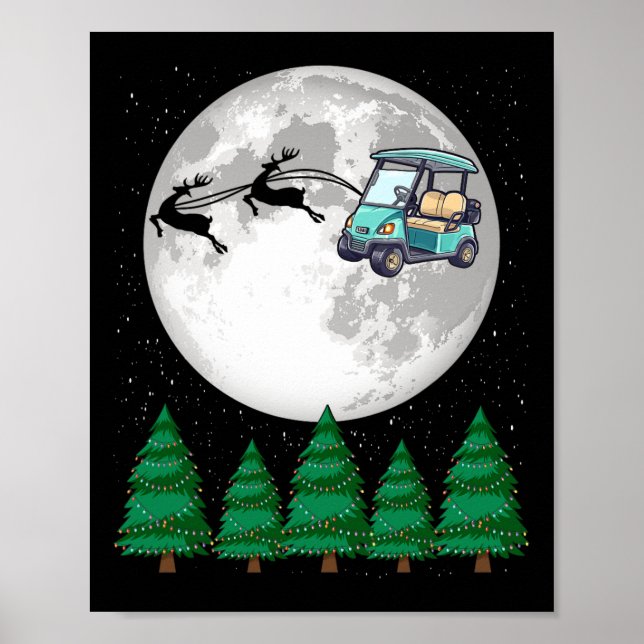 Poster Papais noeis de Golf Carrinho de Natal - Carrinho  (Frente)