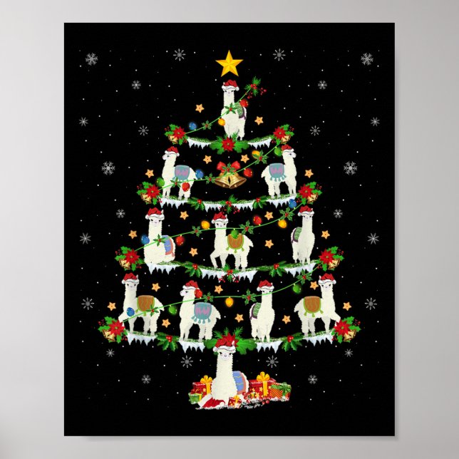 Poster Papais noeis de iluminação do Natal Férias Llama Á (Frente)