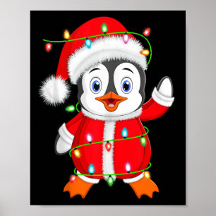 Poster Papais noeis de Iluminação do Pinguim Xmas Cristo 
