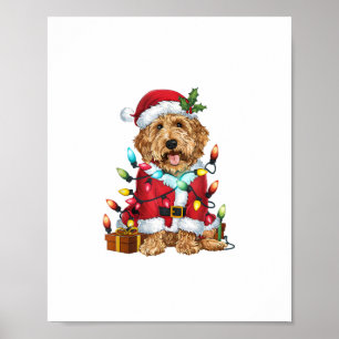 Poster Papais noeis de Iluminação Labradoodle Cachorro Na