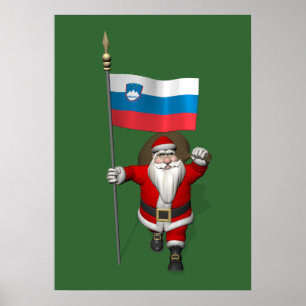 Póster Papais noeis de Jolly visitando a Eslovênia