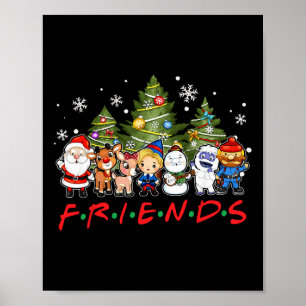Poster Papais noeis de Natal Amigos Reindeer Snowman Famí