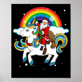 Poster Papais noeis de Natal Andando no Unicorn Xmas Ofer