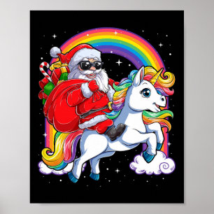 Poster Papais noeis De Natal Andando No Unicórnio Xmas Ra