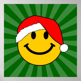 Póster Papais noeis de Natal bonitos Face Feliz