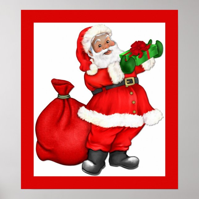 Póster Papais noeis de Natal com presentes (Frente)