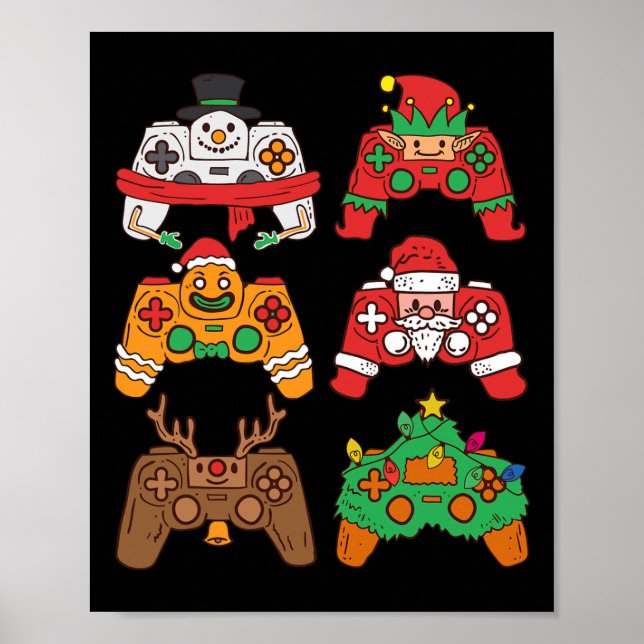 Poster Papais noeis de Natal controladores de jogos Menin (Frente)