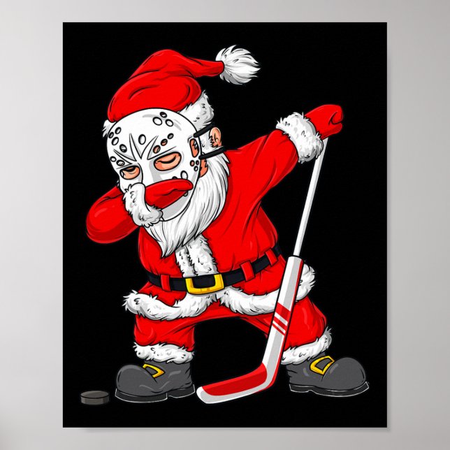 Poster Papais noeis De Natal Dabbing Hockey Player Boys D (Frente)