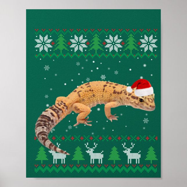 Poster Papais noeis-de-natal de suor feio Leopard Gecko (Frente)