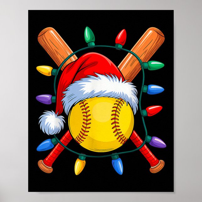 Poster Papais noeis De Natal Do Softball Xmas Sai As Mulh (Frente)