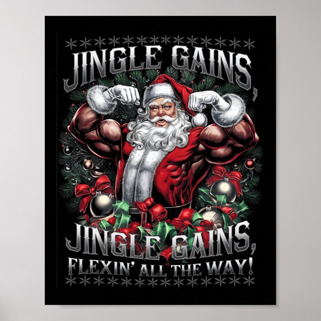 Poster Papais noeis de Natal Gym Workout Jingle ganha Fle (Frente)