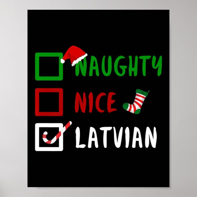 Poster Papais noeis de Natal Letão Engraçada e Letã (Frente)