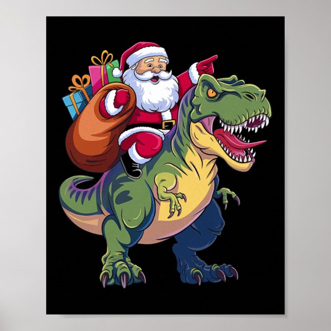 Poster Papais noeis De Natal Levando Meninos Do Dinossaur (Frente)
