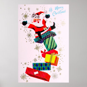 Poster Papais noeis de Natal retrógrados apresentam poste