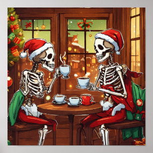 Poster Papais noeis de Natal Skeleton