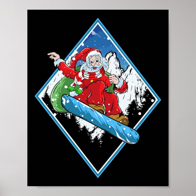 Poster Papais noeis de Natal Snowboard (Frente)