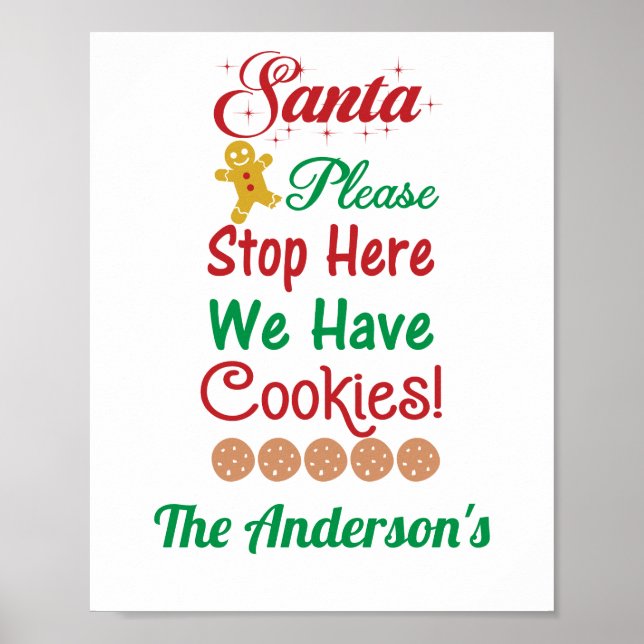 Poster Papais noeis De Natal Temos Cookies Vermelhos (Frente)