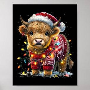 Poster Papais noeis de Vaca Bonitas Luzes de Árvore de Na