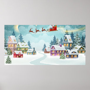 Poster Papais noeis e Reindeer no fundo do Natal. Inverno