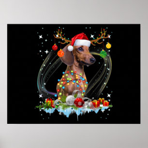 Poster Papais noeis Engraçados Dachshund Reindeer Natal C
