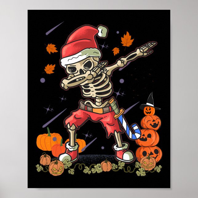 Poster Papais noeis Engraçados Esqueletos Dabbing Hallowe (Frente)