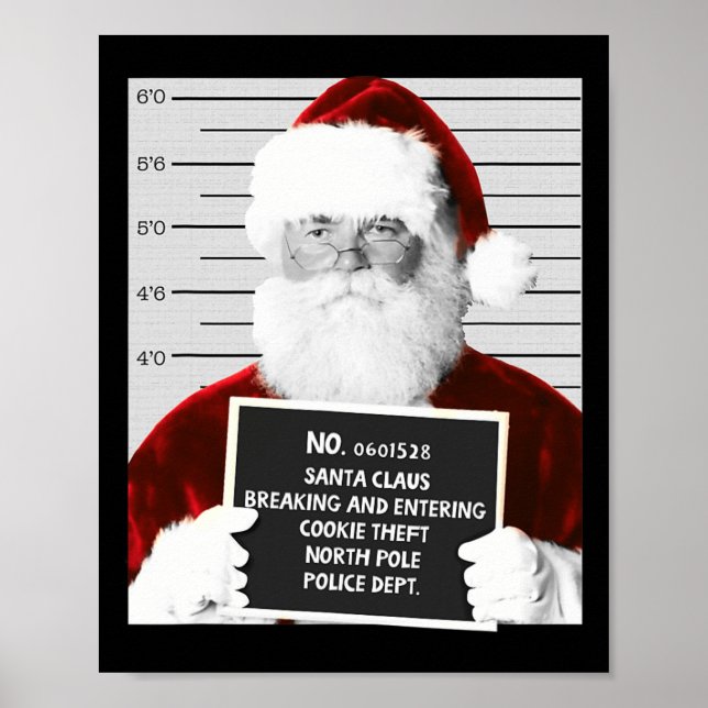 Poster Papais noeis engraçados Mugshot Papai Noel preso n (Frente)