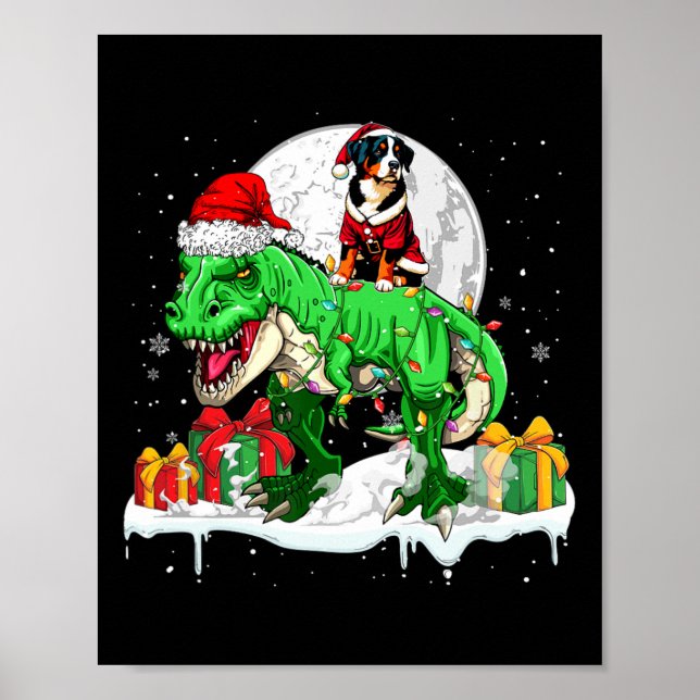 Poster Papais noeis Entlebucher Montanha Andando T-rex Na (Frente)