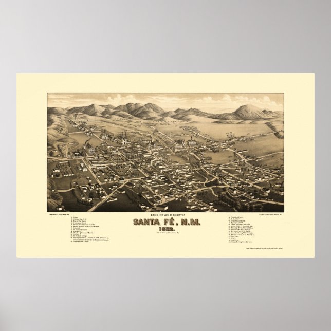 Póster Papais noeis Fe, Mapa Panorâmico NM - 1882 (Frente)