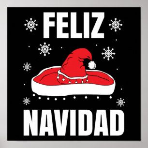 Poster Papais noeis Feliz Navidad Sombrero Engraçados Pre