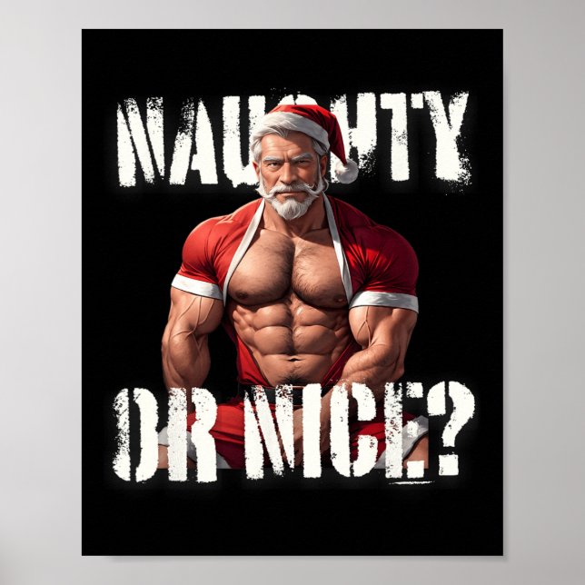 Poster Papais noeis gay Xmas - Pai Muscular Urso Belo Org (Frente)