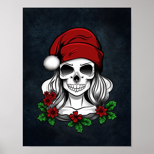Poster Papais noeis Gótica Whimsical Natal Skull (Frente)