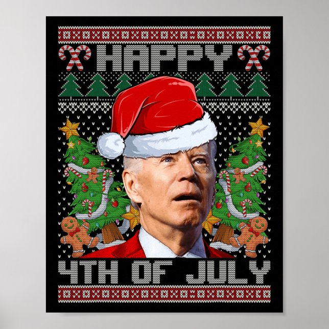 Poster Papais noeis Joe Biden Happy 4 De Julho Natal Feio (Frente)