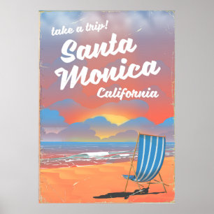 Poster Papais noeis Monica California vintage Beach poste