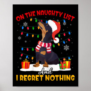 Poster Papais noeis Na Lista De Doidos Dachshund Presente